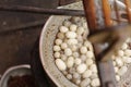 Hand spinning silk in Asia Royalty Free Stock Photo