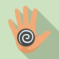 Hand spiral hypnosis icon, flat style