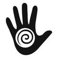 Hand spiral hypnosis icon, simple style