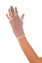 Hand with a splint on the middle finger Royalty Free Stock Photo