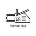 Hand spot welding apparatus icon, point welding tool silhouette