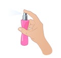 Hand spraying perfume
