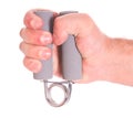 Hand with spring trainer Royalty Free Stock Photo