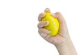 Hand squeezing stress ball,woman Royalty Free Stock Photo