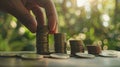The hand stacking coins.AI generated image Royalty Free Stock Photo
