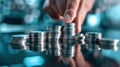 The hand stacking coins.AI generated image Royalty Free Stock Photo