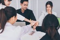 Hands stacking or coordination group of asian people,Business team join hands success for dealing,Teamwork to achieve goals Royalty Free Stock Photo