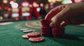 The hand stacking poker chips.AI generated image Royalty Free Stock Photo