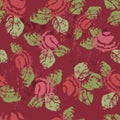 Hand stamped textured shabby roses seamless pattern