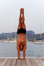 Hand stand man Royalty Free Stock Photo