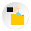 Hand stealing e-mail icon, flat style