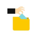 Hand stealing e-mail icon, flat style