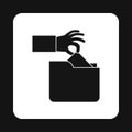 Hand stealing e-mail icon, simple style