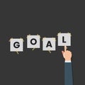 Hand sticking paper with the words GOAL vector illustration Royalty Free Stock Photo