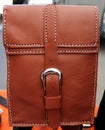 Hand stitched brown leather bag