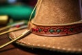 hand-stitching detail on a custom-made hat brim