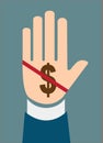 Hand stop dollar sign concept of Corruption