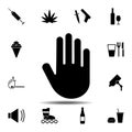 hand stop icon. Simple glyph, flat vector element of universal icons set for UI and UX, website or mobile application Royalty Free Stock Photo