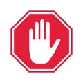 Hand Stop Icon. Vector Prohibition Sign