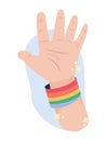 hand stop with LGBTIQ bands