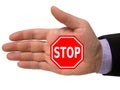 Hand with stop sign