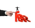 Hand stopping fear word domino falling with man balance it Royalty Free Stock Photo