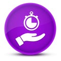 Hand stopwatch luxurious glossy purple round button abstract Royalty Free Stock Photo