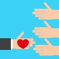 The hand stretches out the heart Royalty Free Stock Photo
