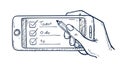 Hand with Stylus on Checklist Phone Sketch, vector design Generative AI Royalty Free Stock Photo