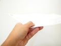 Hand submitting document, white background