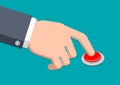 A hand in suit press button - Vector Illustration Royalty Free Stock Photo