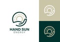hand sun energy nature logo design vector graphic Royalty Free Stock Photo