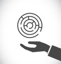 Maze labyrinth icon with hand