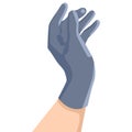 Hand in surgeon latex glove on white isolated backdrop for web element or medical poster. Royalty Free Stock Photo