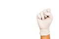 Hand in surgical latex glove gesture number Ten Royalty Free Stock Photo