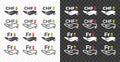 Hand and Swiss, franc, CHF with up and down arrow currency exchange rate vector design. Foreign currencies, exchange rates value