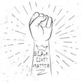 Hand symbol for Anti Racism protest in USA to stop violence to black people. Fight for human right of Black People in U