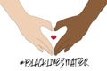 Hand symbol for black lives matter protest in USA to stop violence to black people. Fight for human right of Black People