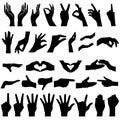 Hand symbol icon vector set. Hand illustration sign collection. Symbol shown by the hand sign.