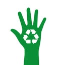 hand with symbol recycle isolated icon design