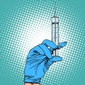 Hand with a syringe injection vaccination medicine Royalty Free Stock Photo