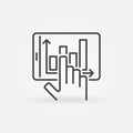 Hand and Tablet with Graph outline vector concept icon Royalty Free Stock Photo
