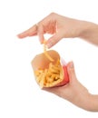 Hand take French fries chips meal Royalty Free Stock Photo