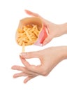 Hand take French fries chips meal Royalty Free Stock Photo