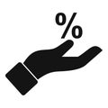 Hand take percent tax icon, simple style Royalty Free Stock Photo