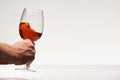 Hand take red wine glass Royalty Free Stock Photo