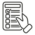 Hand take test result icon outline vector. Rapid sample