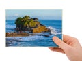 Hand and Tanah Lot Temple in Bali Indonesia my photo Royalty Free Stock Photo