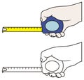 Hand with tape measure tool