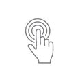 Hand tapping touchscreen with index finger, digital interaction interface icon, simple line art symbol Royalty Free Stock Photo
